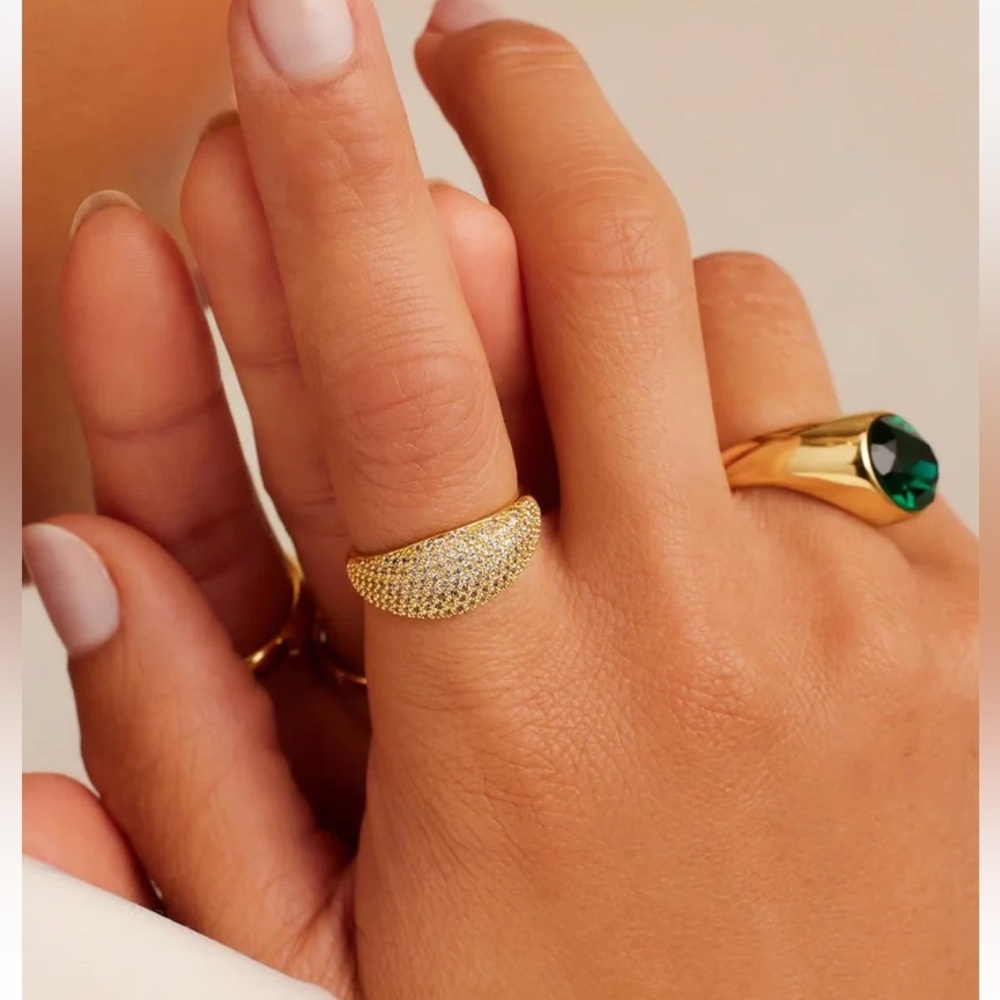 Gorjana Nova Shimmer Ring 18k Gold Plated Cubic Zirconia Party Jewelry Size 9